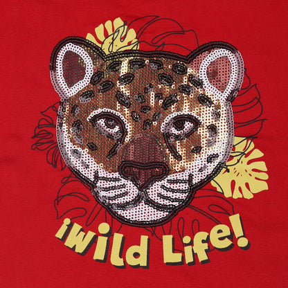 Wild Life Tiger Love Unisex Sequin Short Sleeve Outing T Shirt