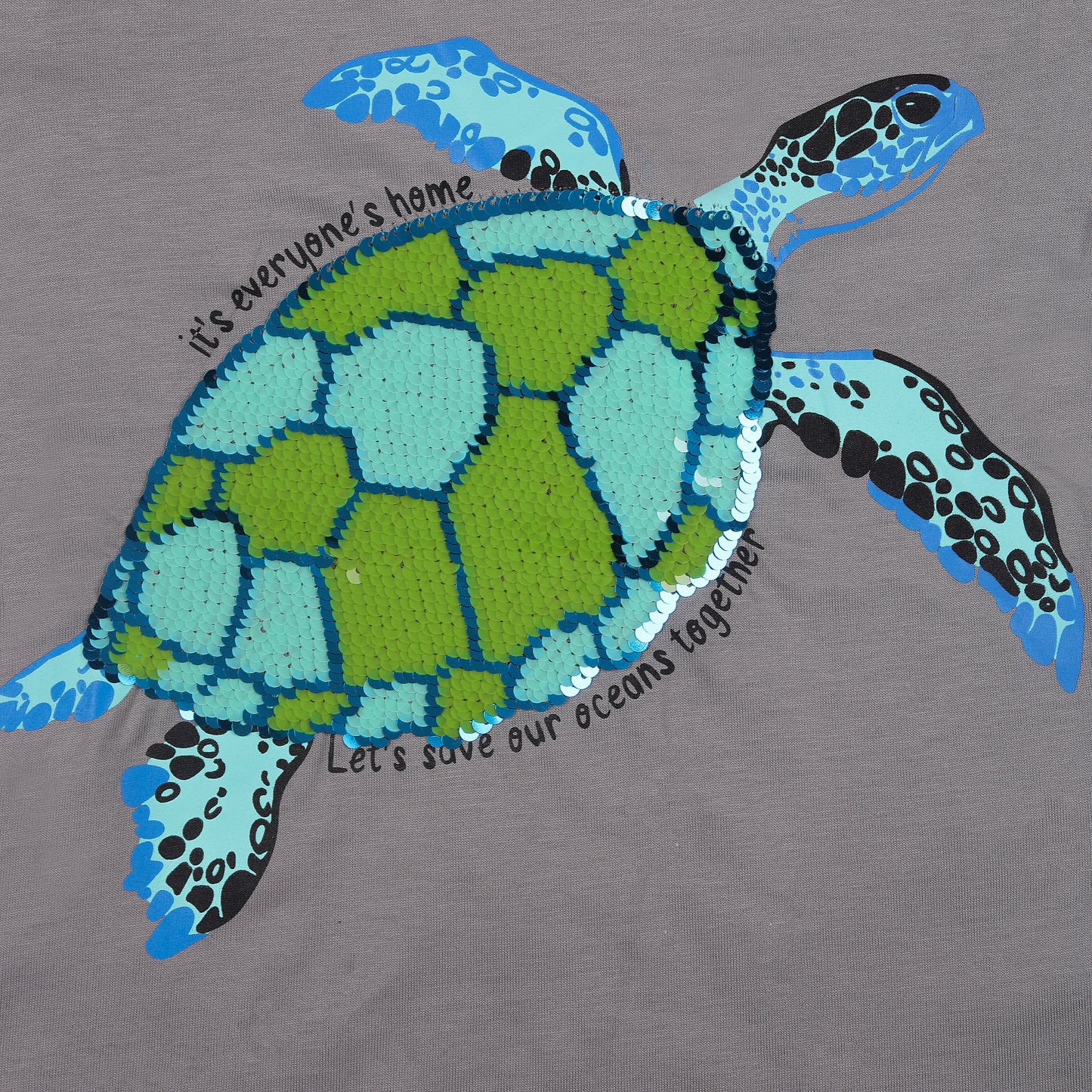 Love Ocean Together Turtle Unisex Sequin Short Sleeve Outing T Shirt