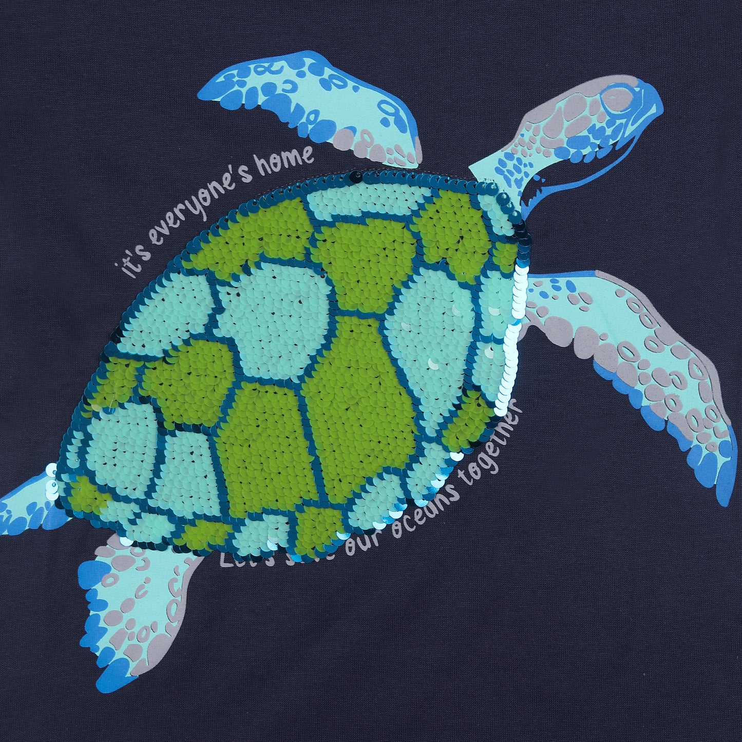 Love Ocean Together Turtle Unisex Sequin Short Sleeve Outing T Shirt