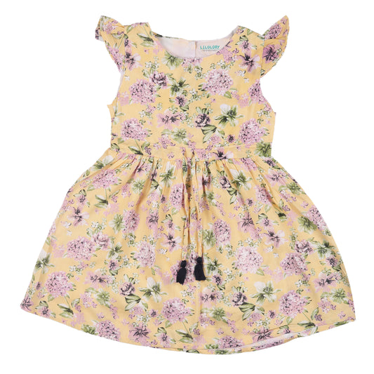 Floral Print Princess Dress with Fly Sleeve Vintage And Party Wear