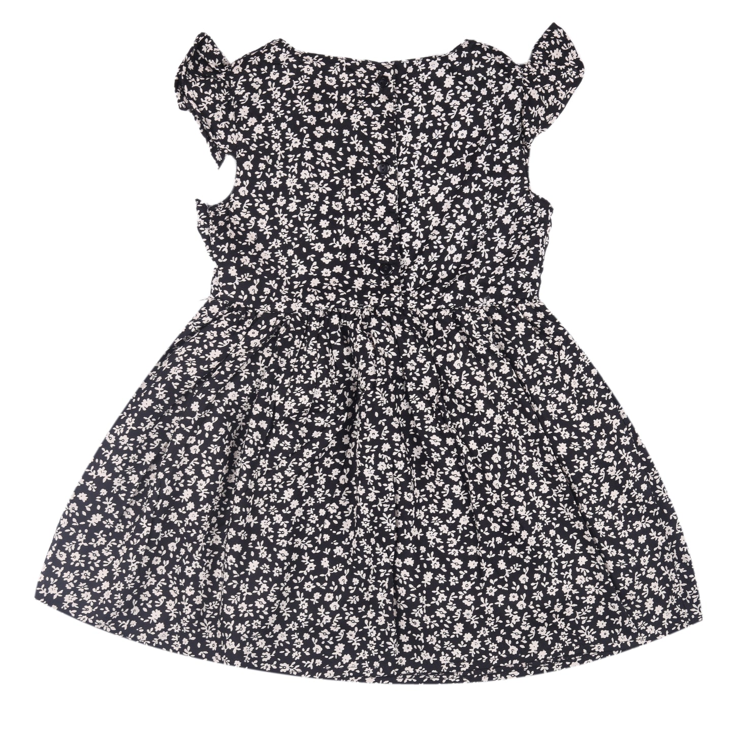 Black Floral Print Princess Dress with Fly Sleeve Vintage And Party Wear