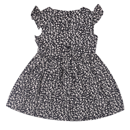 Black Floral Print Princess Dress with Fly Sleeve Vintage And Party Wear