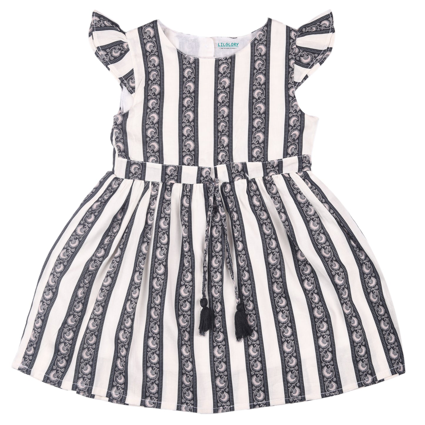 Fancy Print Princess Dress with Fly Sleeve Vintage And Party Wear