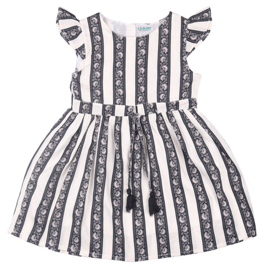 Fancy Print Princess Dress with Fly Sleeve Vintage And Party Wear