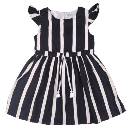 Stripe Print Princess Dress with Fly Sleeve Vintage And Party Wear