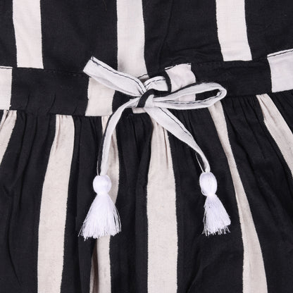 Stripe Print Princess Dress with Fly Sleeve Vintage And Party Wear