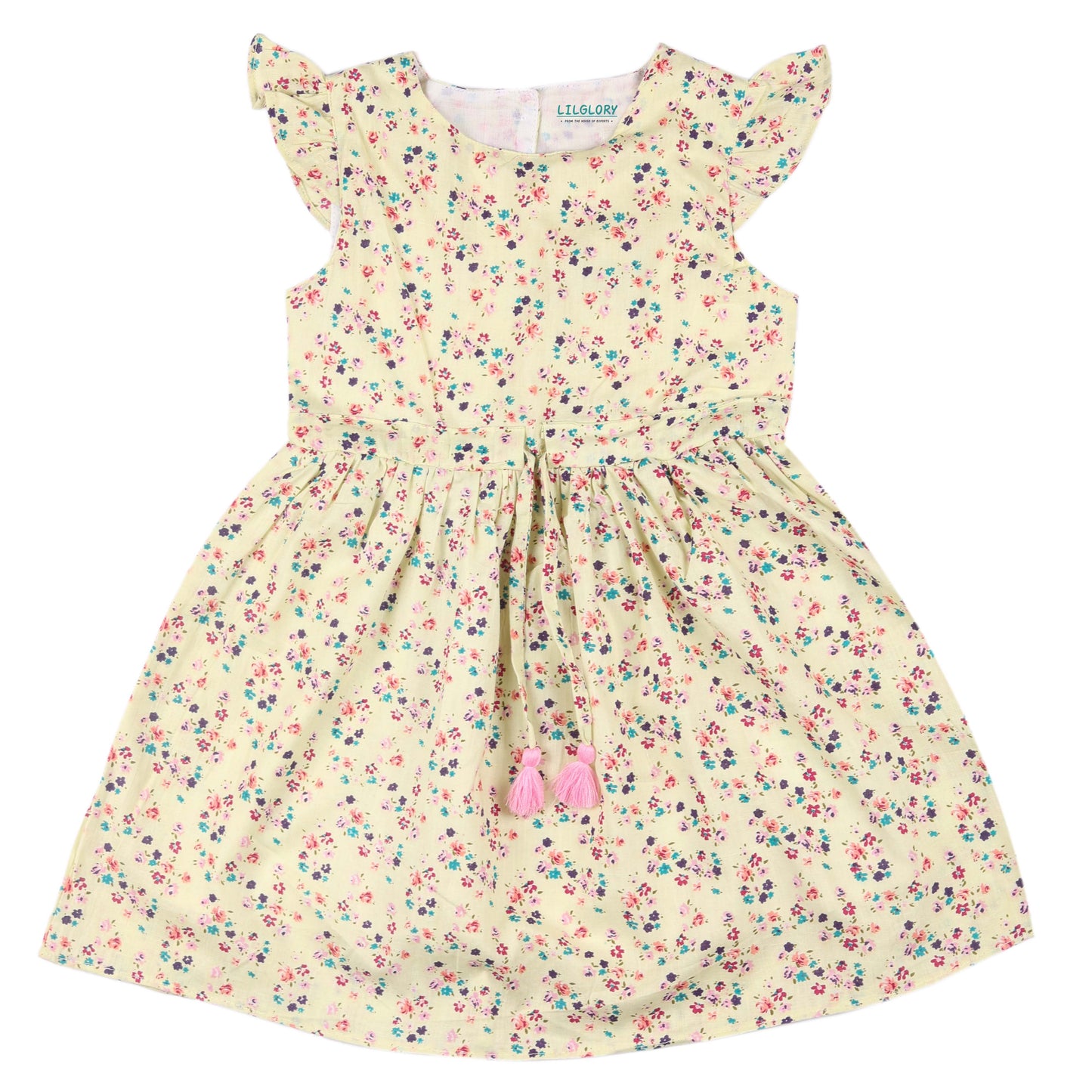 Minty Green Floral Print Princess Dress with Fly Sleeve Vintage And Party Wear