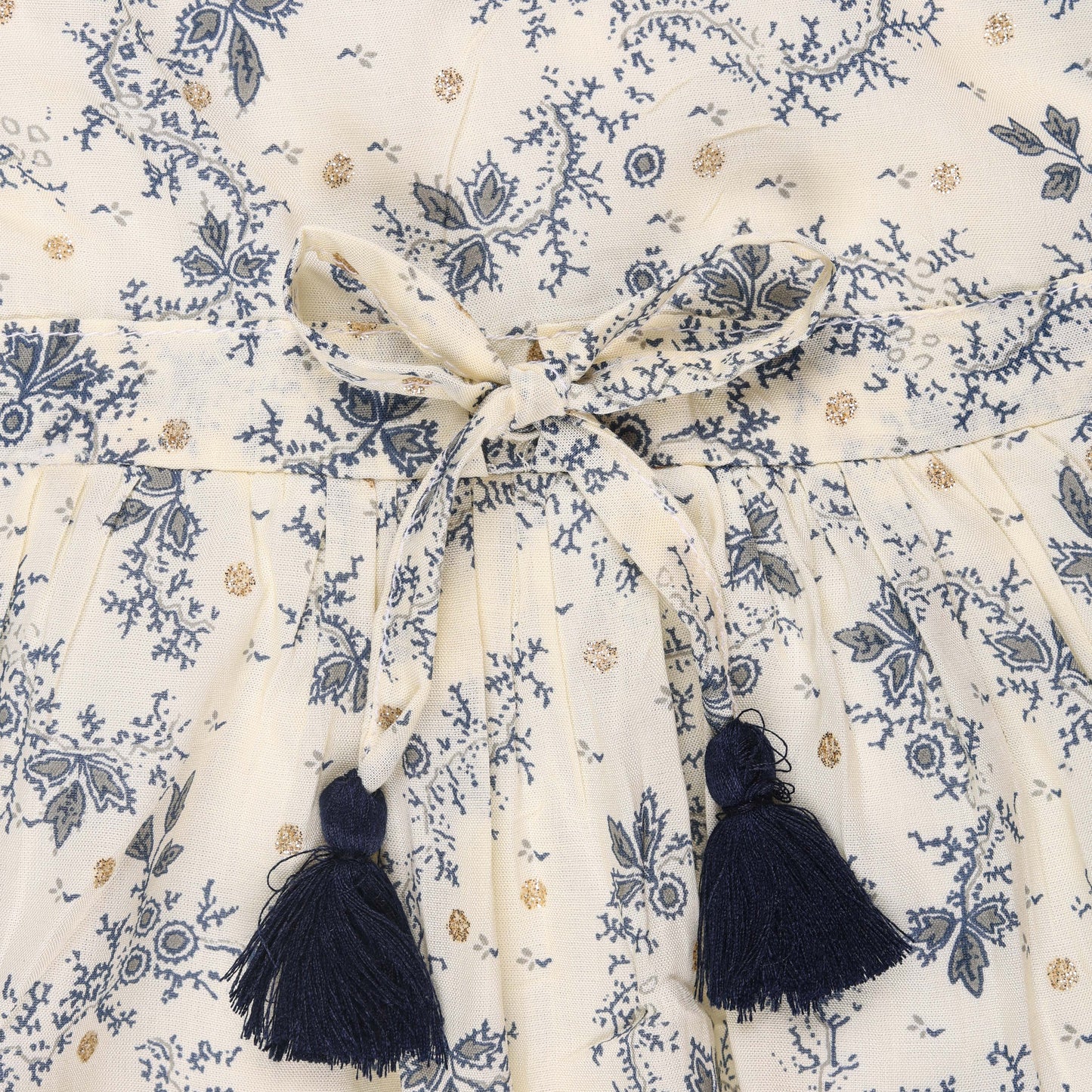 Grey Floral Print Princess Dress with Fly Sleeve Vintage And Party Wear