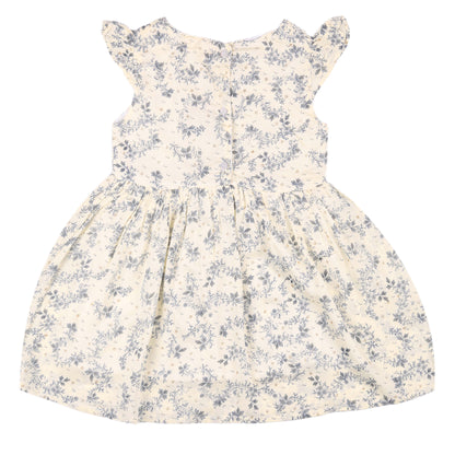 Grey Floral Print Princess Dress with Fly Sleeve Vintage And Party Wear