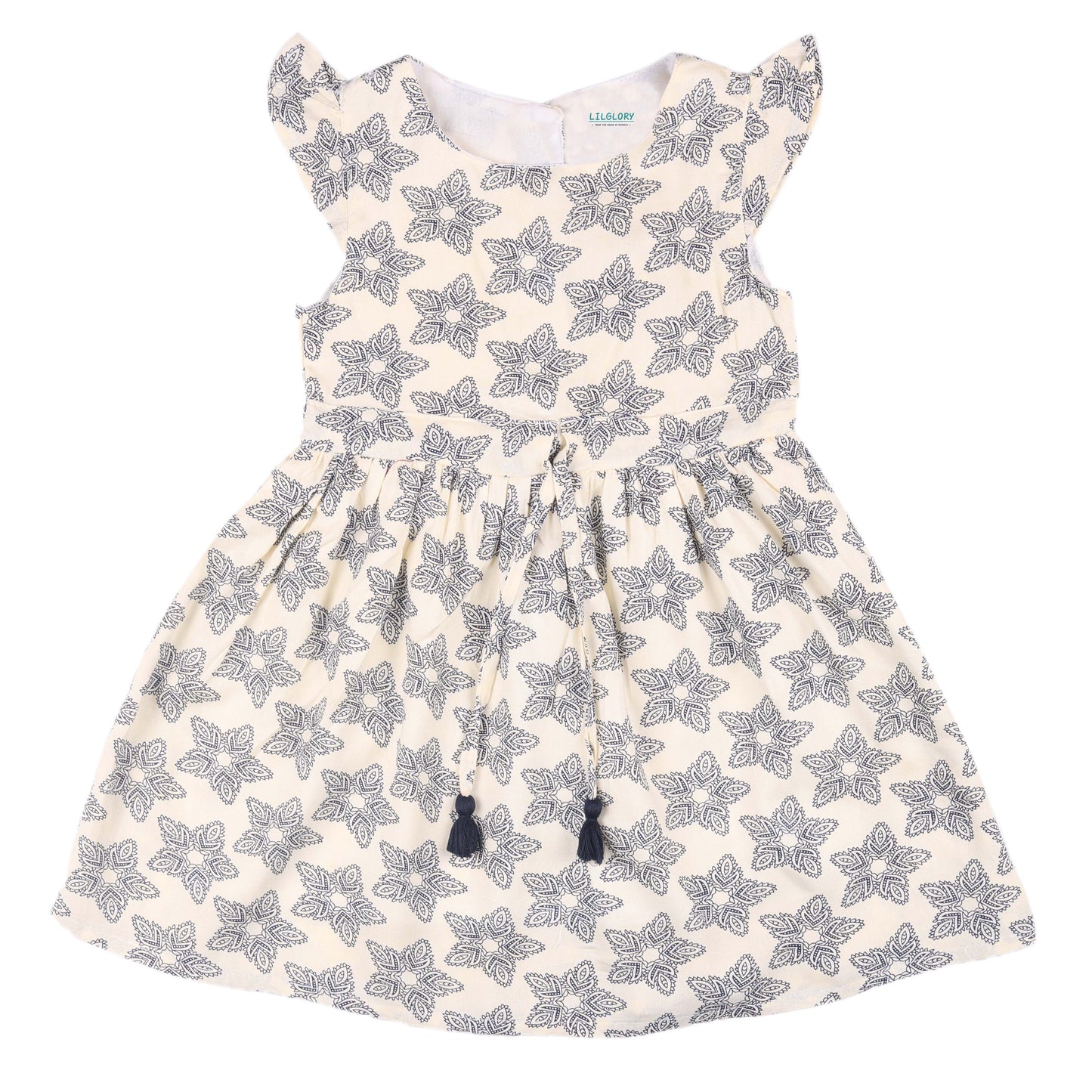 Abstract Print Princess Dress with Fly Sleeve Vintage And Party Wear