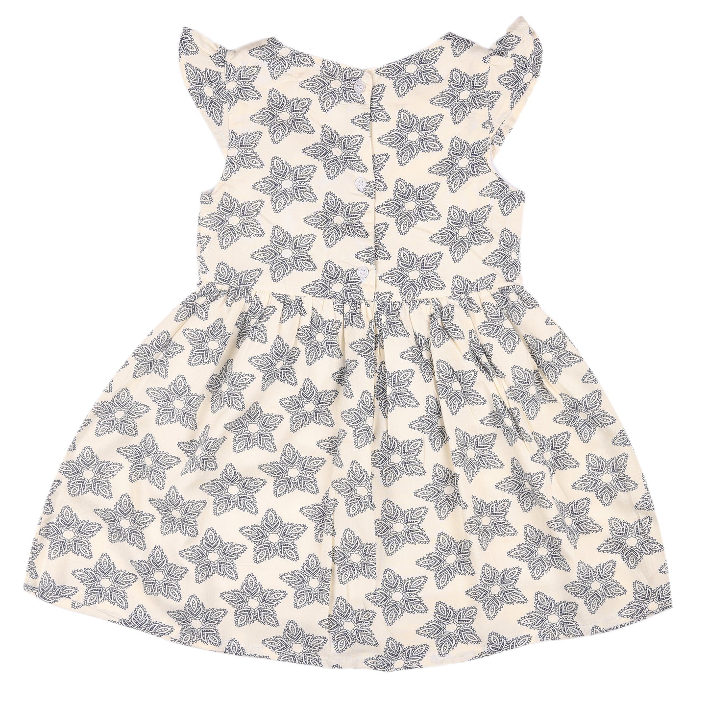 Abstract Print Princess Dress with Fly Sleeve Vintage And Party Wear