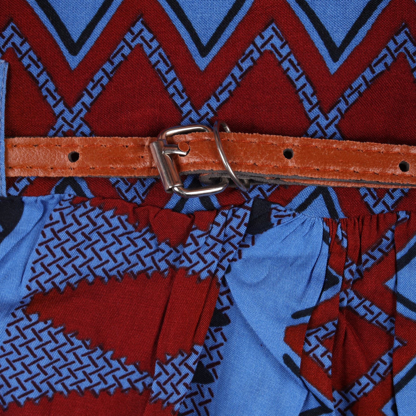 Blue Abstract Print Princess Sleeveless Dress Vintage Look And Party Wear