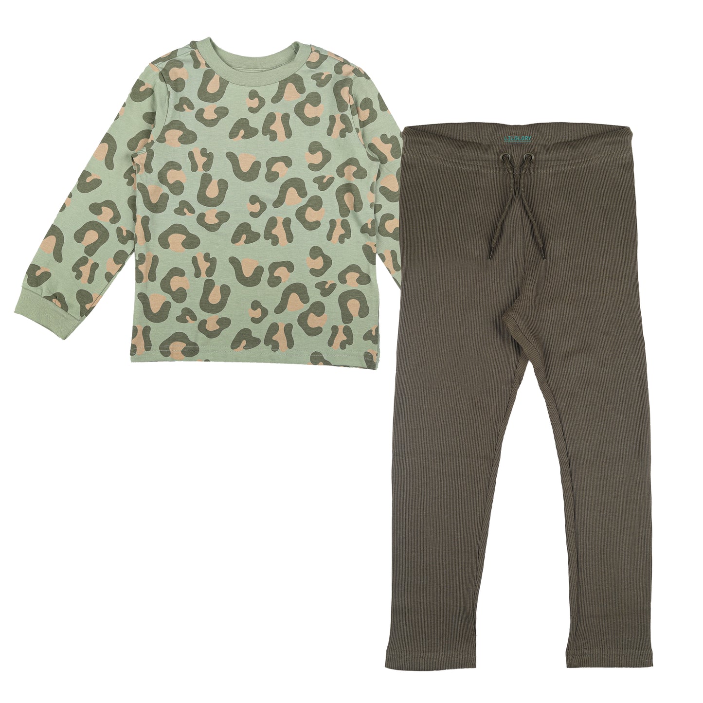 Leopard Print Minty Green Unisex Baby Knitted Travelling Warmer And Loungewear Set