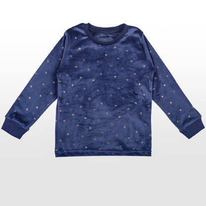 Star Girls Print Velour Flexifit Night Suit Travelling Loungewear & Pyjama Set