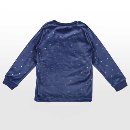 Star Girls Print Velour Flexifit Night Suit Travelling Loungewear & Pyjama Set