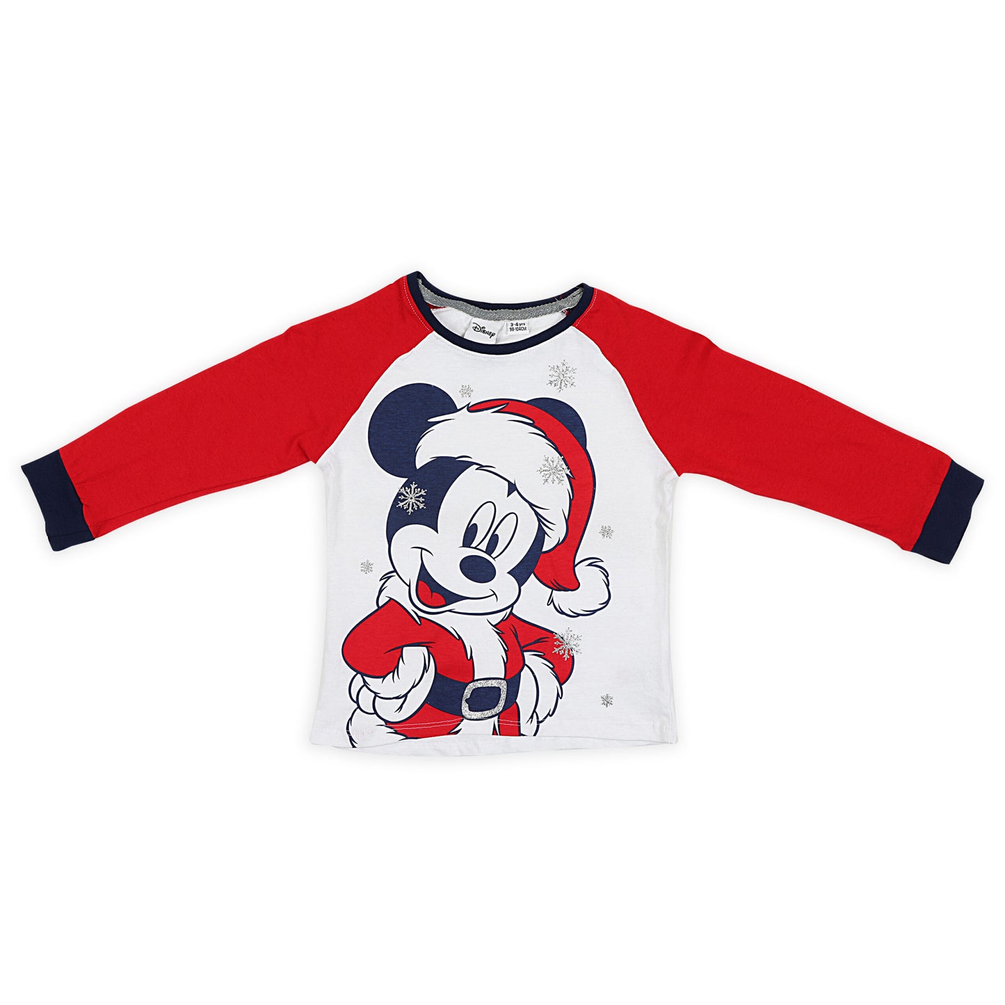Disney Santa Claus Mickey Mouse Glitter Print Night Suit And Loungewear Set