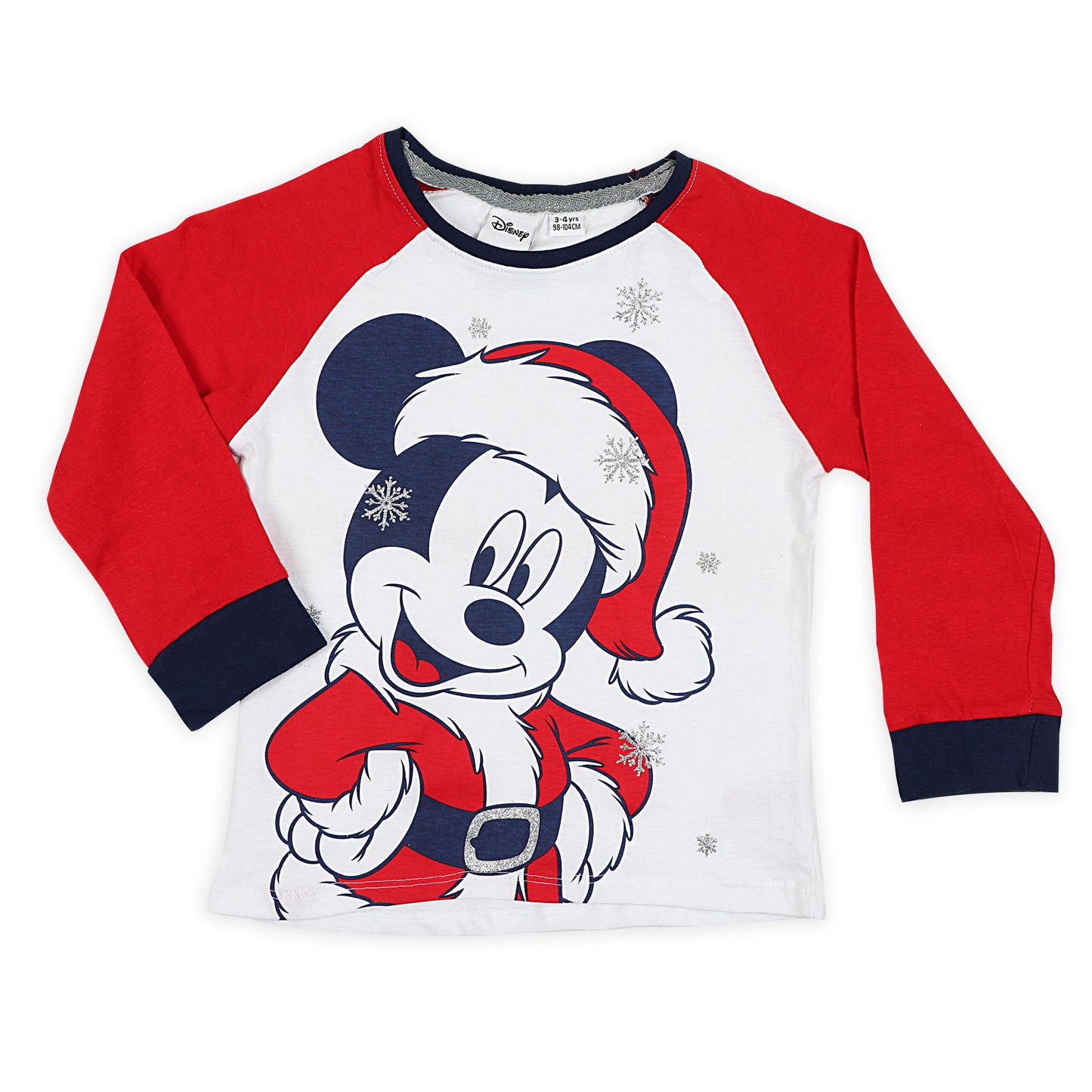 Disney Santa Claus Mickey Mouse Glitter Print Night Suit And Loungewear Set