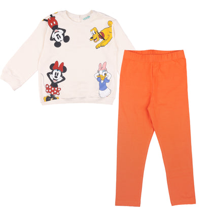 Disney Character Printed Baby Girl Travelling Warmer And Loungewear Set
