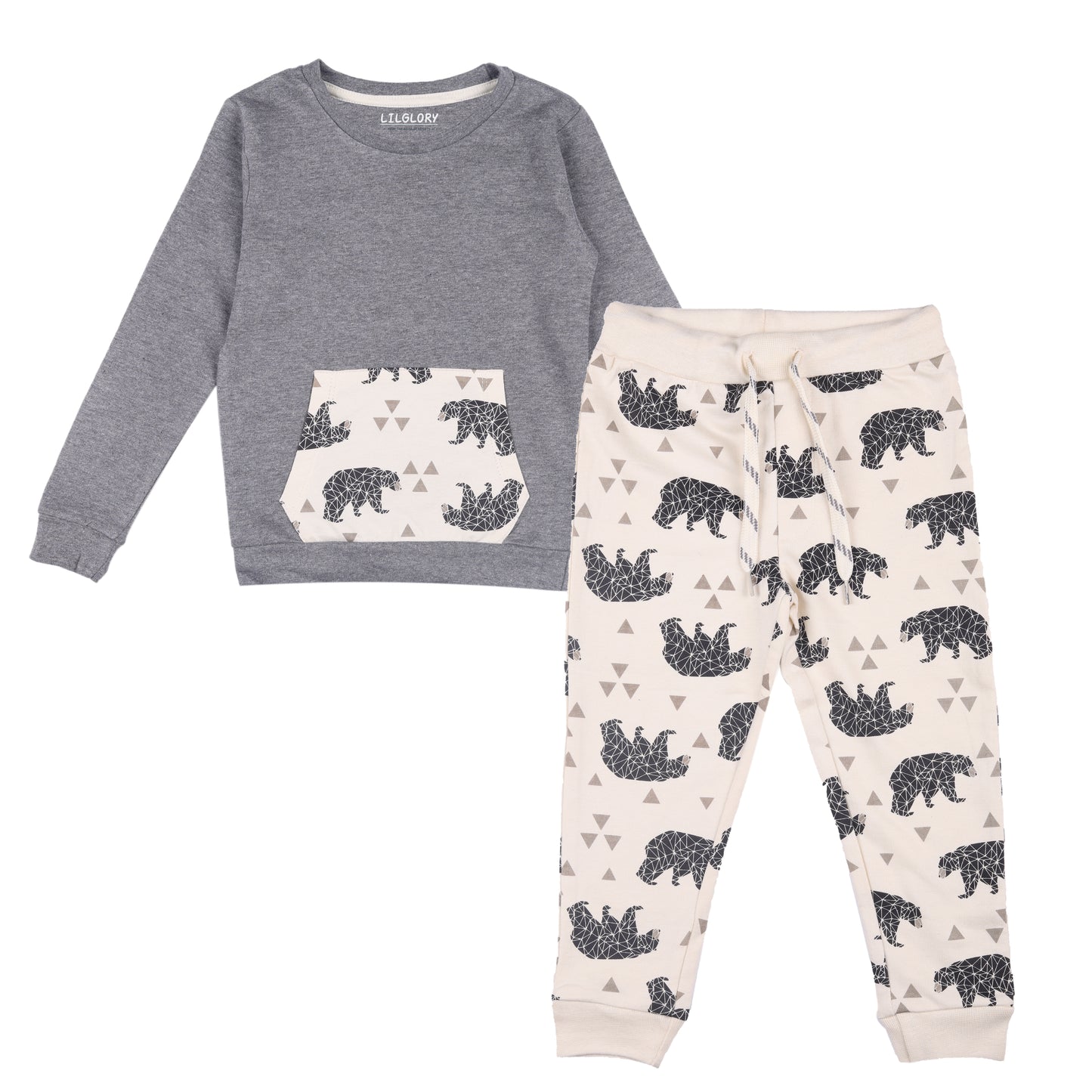 Bear In Jungle Baby Unisex Knitted Travelling Warmer And Loungewear Set with Belly Pocket