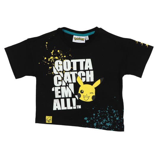 Pokemon Pikachu Puff Print Girls Crop Top T-Shirt