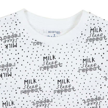 Redtag Milk Sleep Repeat Boys T Shirt