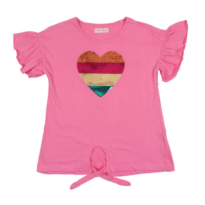 Marzipan Heart Sequin Girls Causal Top