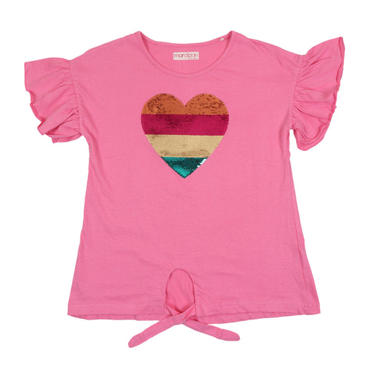 Marzipan Heart Sequin Girls Causal Top