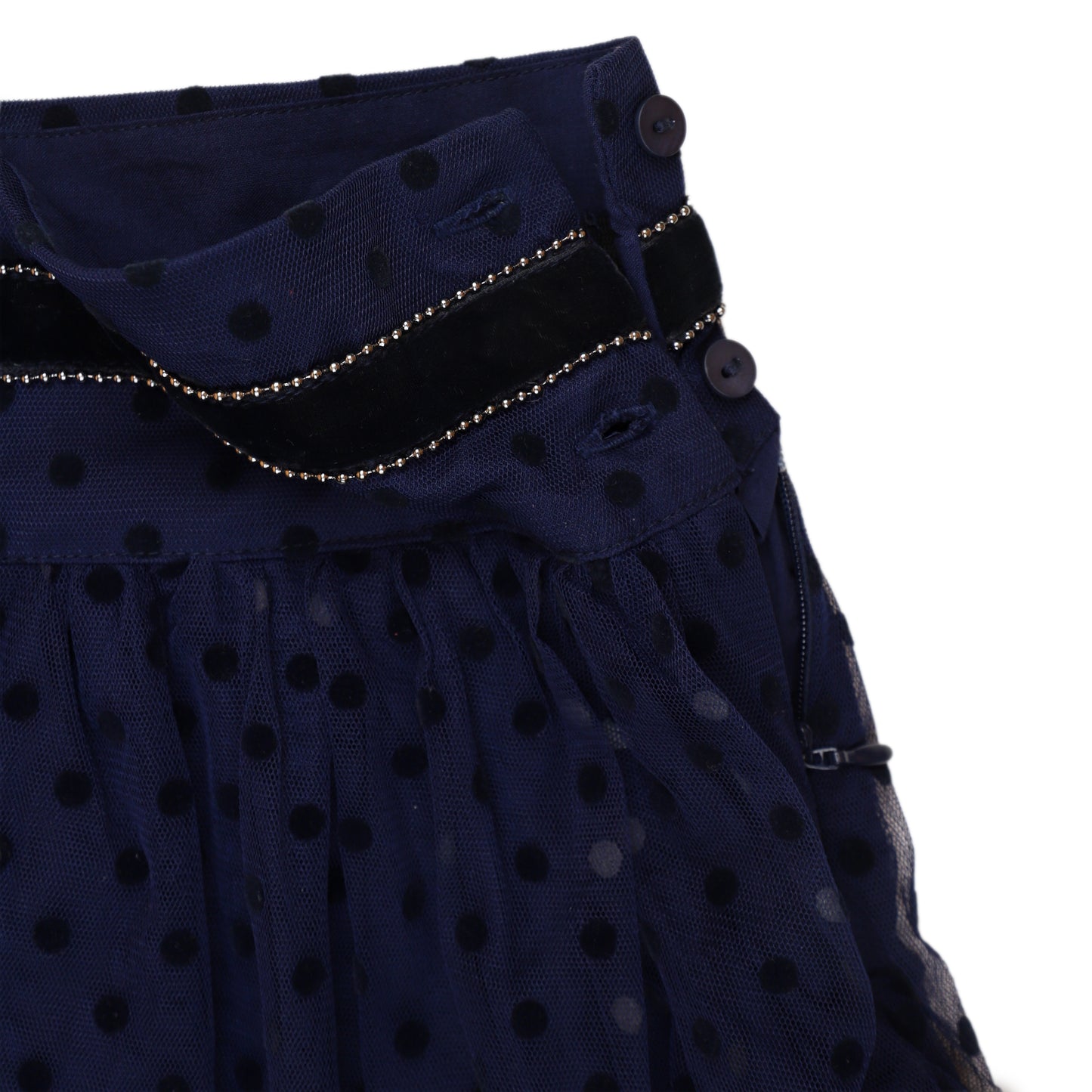 Girls Navy Blue Tulle Net Fleece Layered Skirt