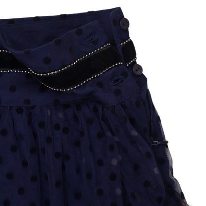 Girls Navy Blue Tulle Net Fleece Layered Skirt