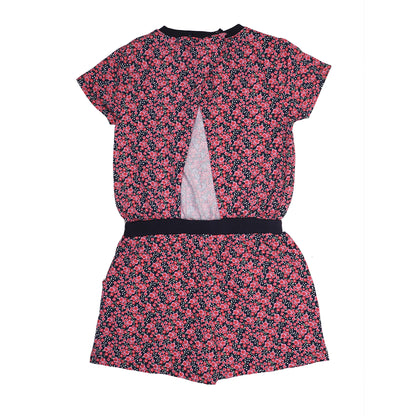Girls Pink Cotton Floral Playsuit