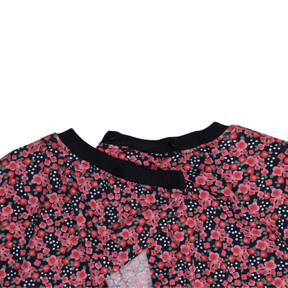 Girls Pink Cotton Floral Playsuit