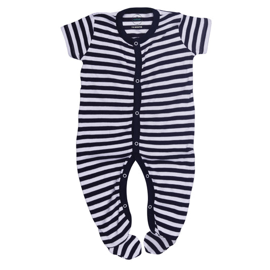 Blue Line Short Sleeve Foot Cover Rompers