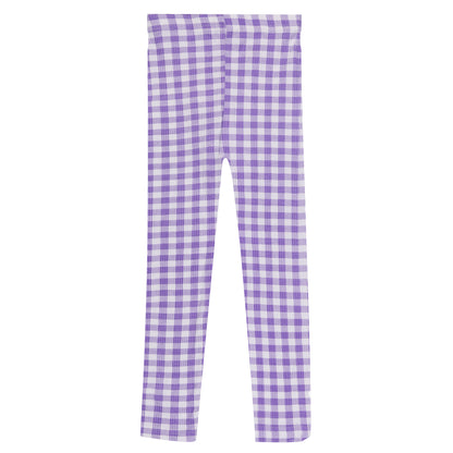 Purple Checked Girls Casual Legging