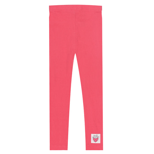 Ribbed Fabric Pink Girls Legging