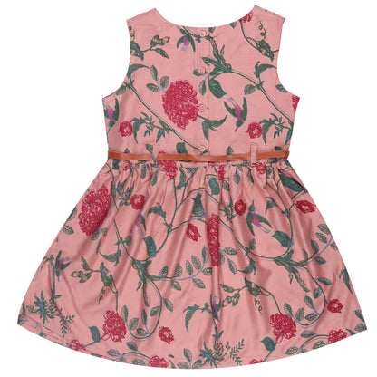 Floral Print Princess Dress with Sleeveless Vintage Look And Party Wear