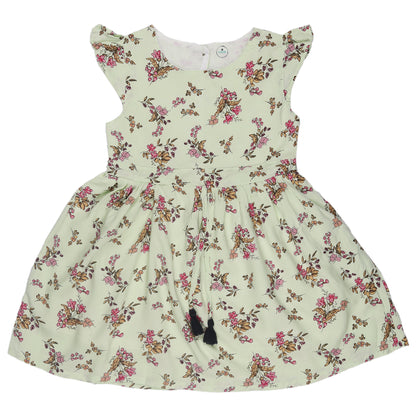 Floral Print Princess Dress with Fly Sleeve Vintage And Party Wear