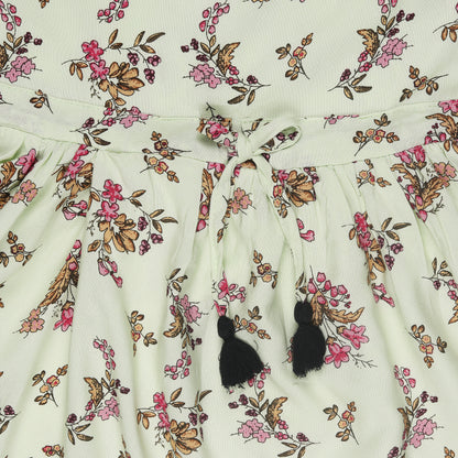 Floral Print Princess Dress with Fly Sleeve Vintage And Party Wear