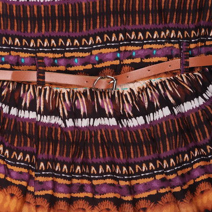 Abstract Print Princess Dress with Sleeveless Vintage Look And Party Wear