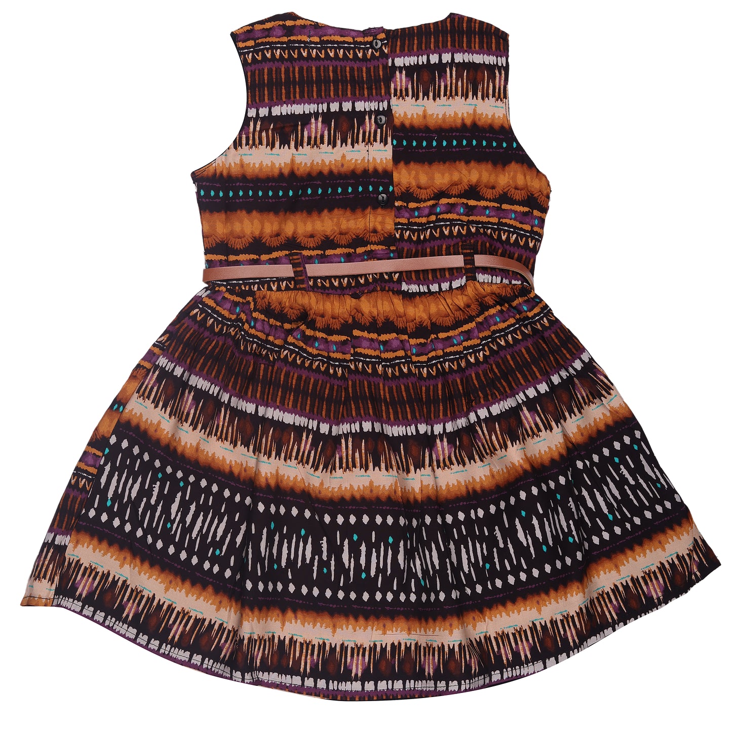 Abstract Print Princess Dress with Sleeveless Vintage Look And Party Wear