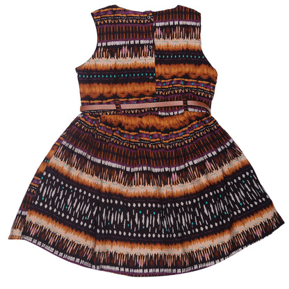 Abstract Print Princess Dress with Sleeveless Vintage Look And Party Wear