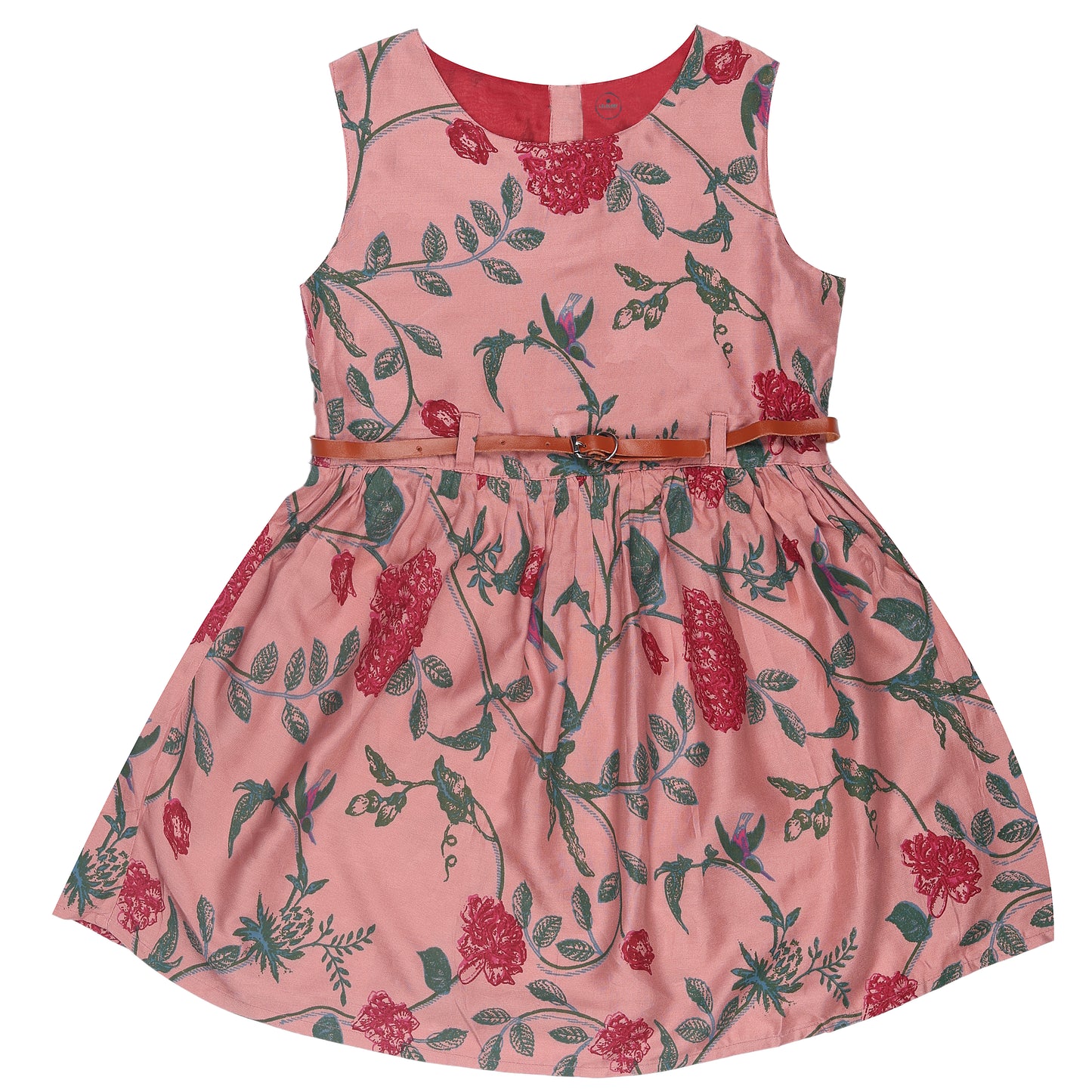 Floral Print Princess Dress with Sleeveless Vintage Look And Party Wear