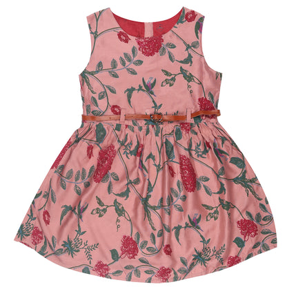 Floral Print Princess Dress with Sleeveless Vintage Look And Party Wear