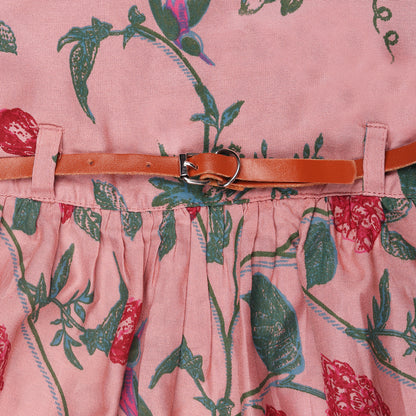 Floral Print Princess Dress with Sleeveless Vintage Look And Party Wear