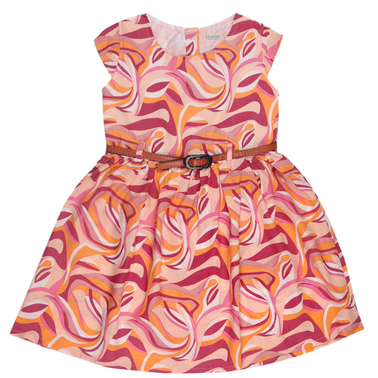 Abstract Print Princess Dress with Sleeveless Vintage Look And Party Wear