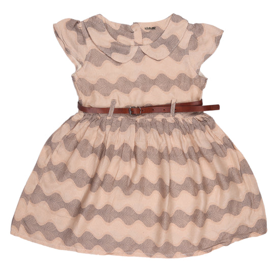 Abstract Print Princess Dress with Fly Sleeve Vintage Look And Party Wear