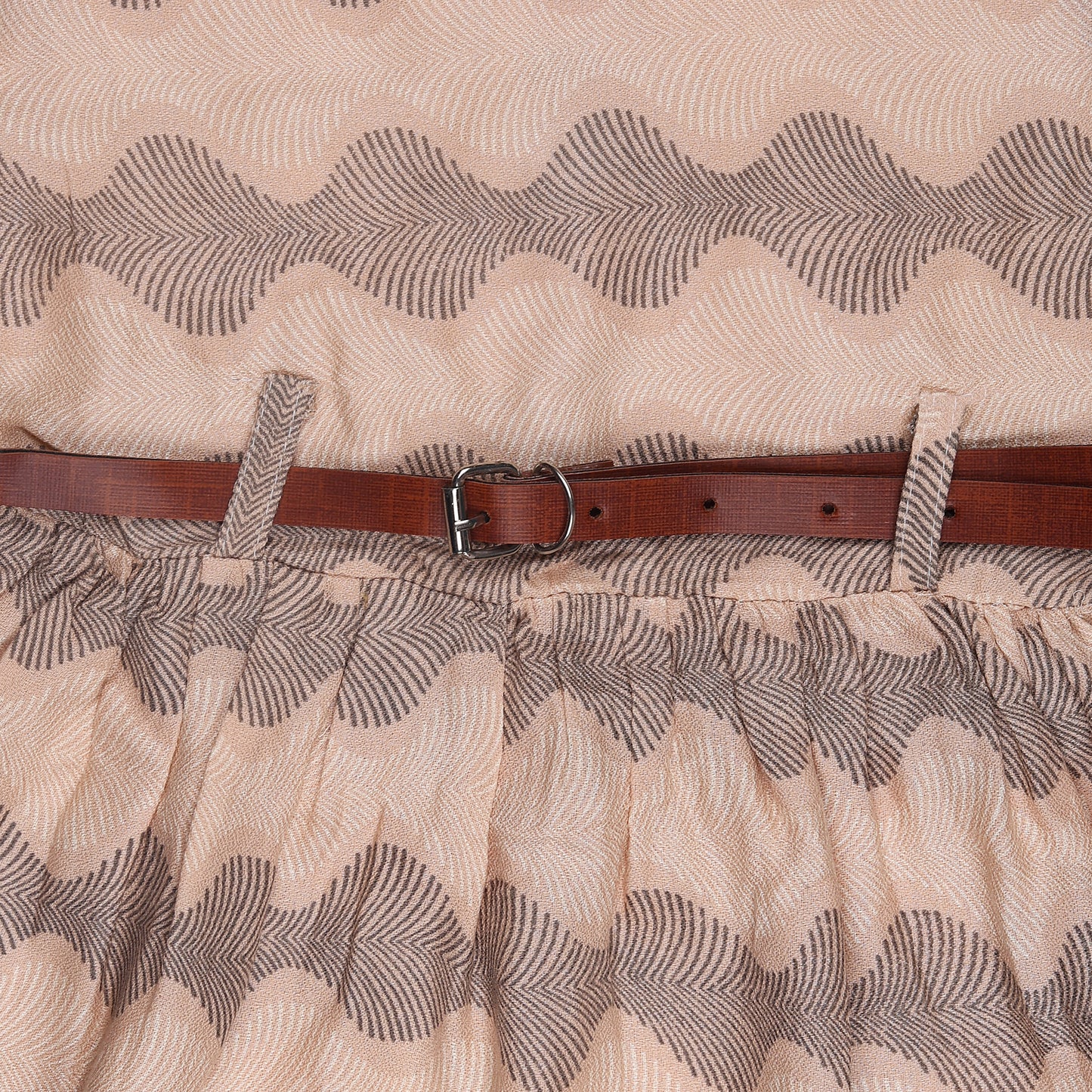 Abstract Print Princess Dress with Fly Sleeve Vintage Look And Party Wear