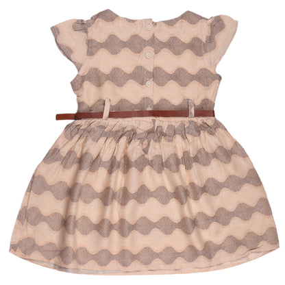 Abstract Print Princess Dress with Fly Sleeve Vintage Look And Party Wear