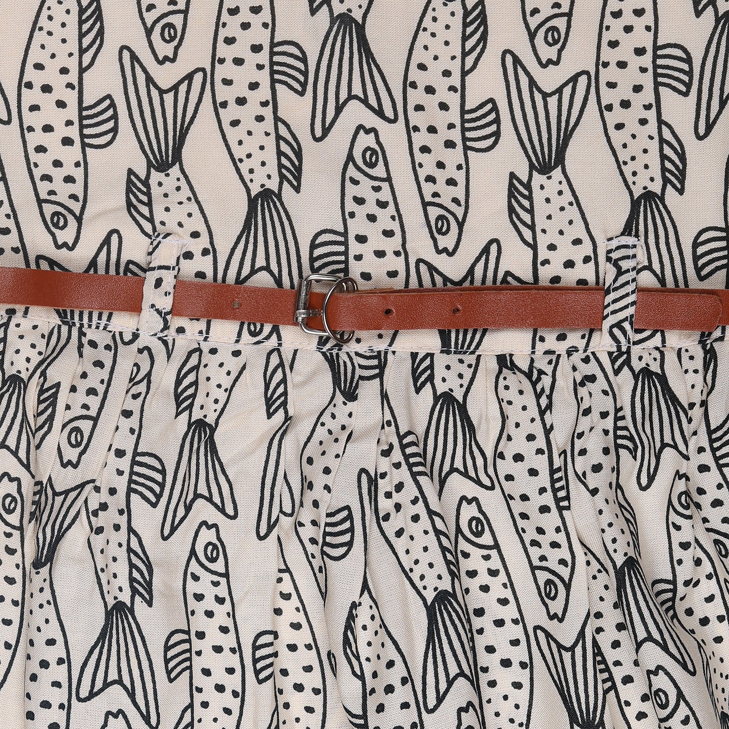 Fish Print Princess Dress with Sleeveless Vintage Look And Party Wear