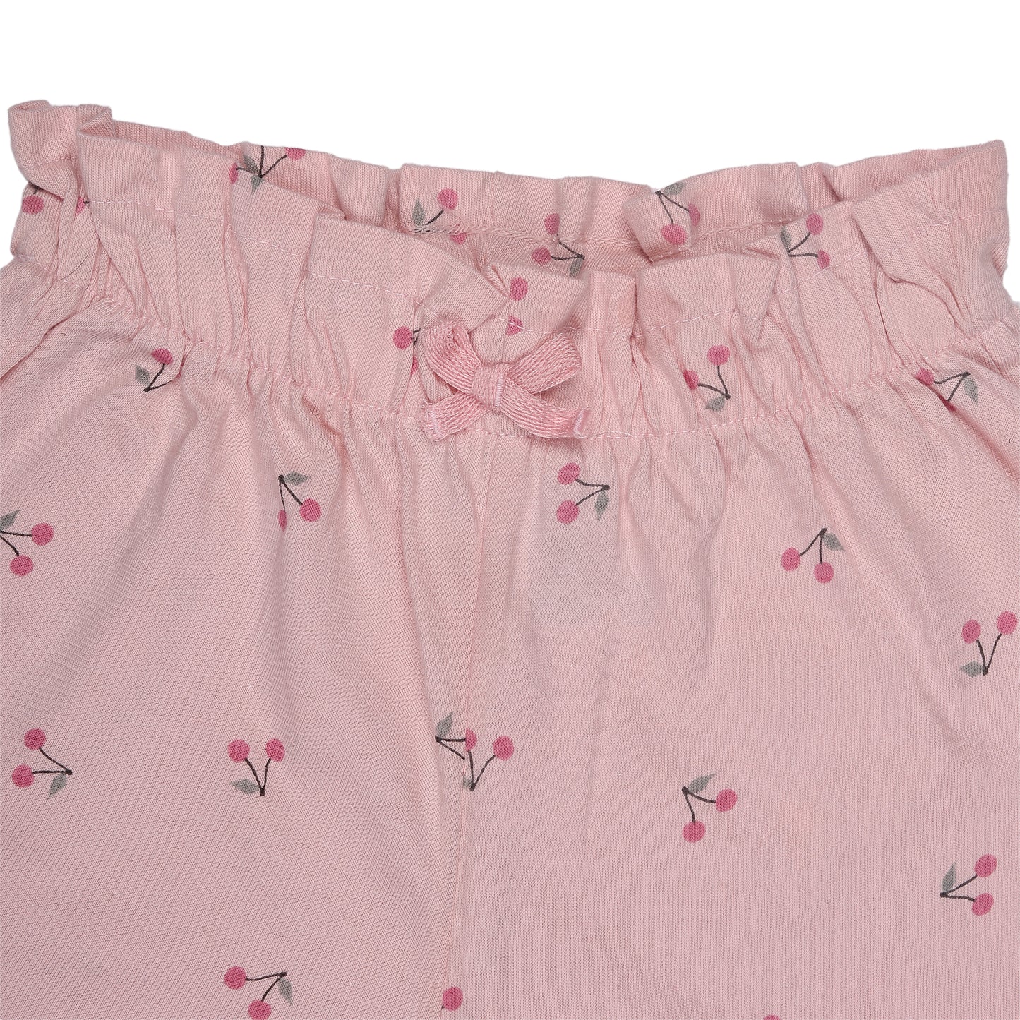 Peachy Pink Cherry Printed Night Wear Girls Pyjama
