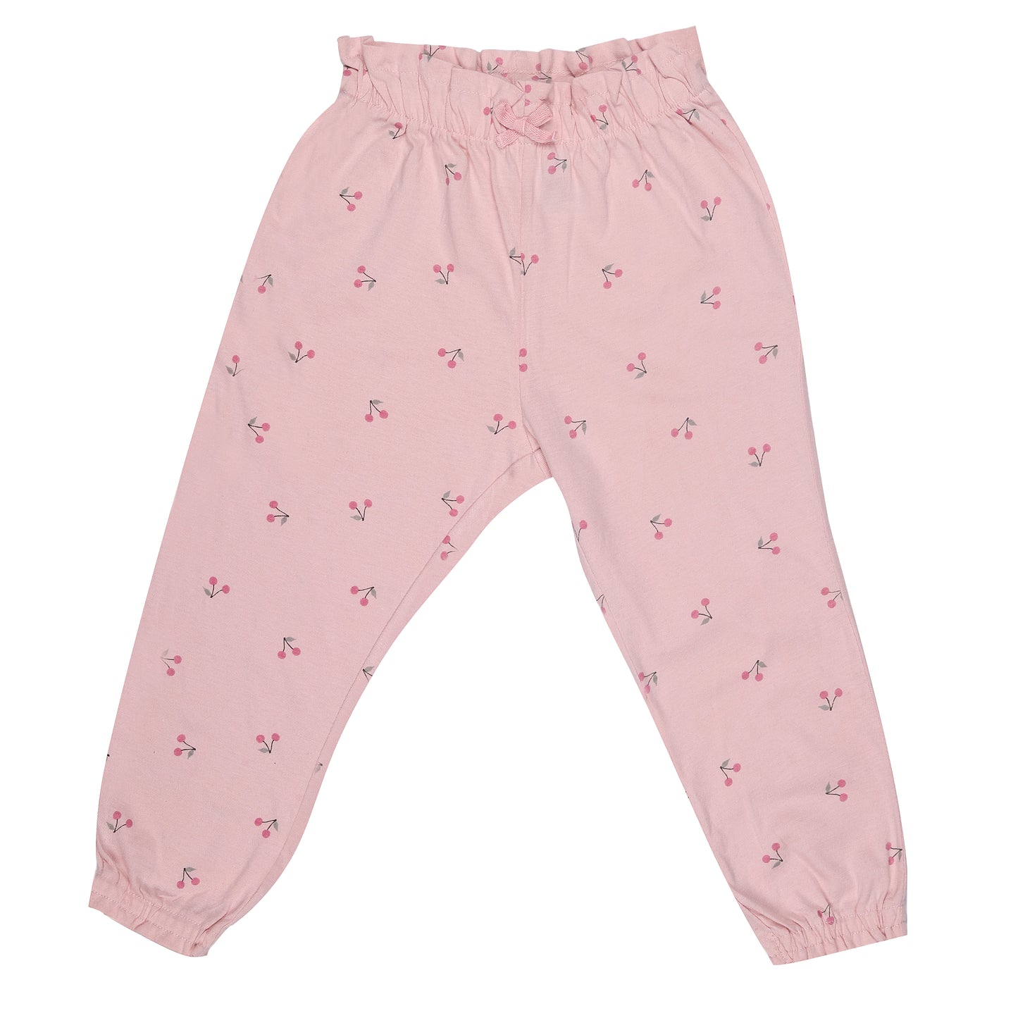 Peachy Pink Cherry Printed Night Wear Girls Pyjama